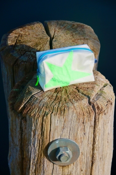 Segeltuch Kosmetiktasche eckig mit grünem Stern